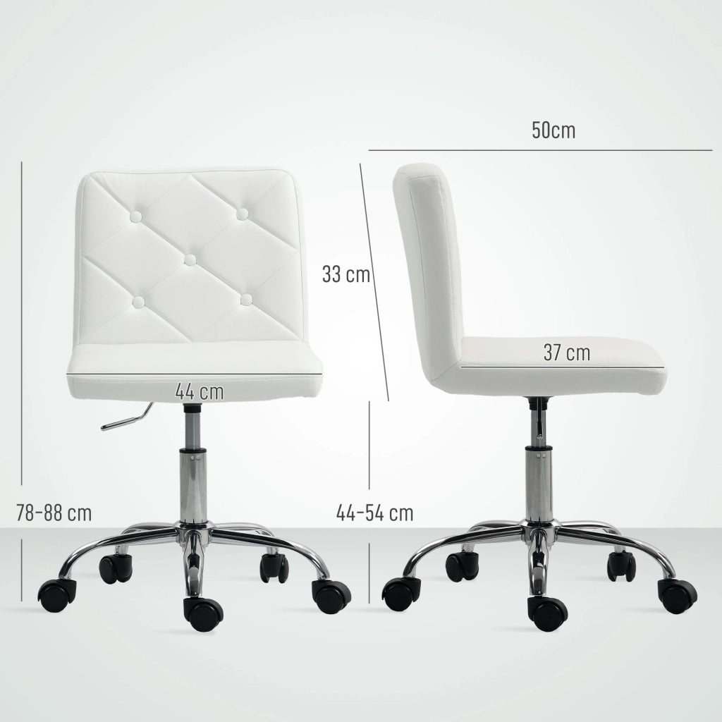 Sedia da Ufficio Regolabile ¨C Zephmum ¨C Pelle PU Bianco 44x50x78-88 cm