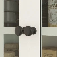Armadio da Cucina con Porte in Vetro, 2 Cassetti, Armadio per Stoviglie, Armadio da Sala da Pranzo, Legno, 68 x 39,5 x 170 cm, Bianco