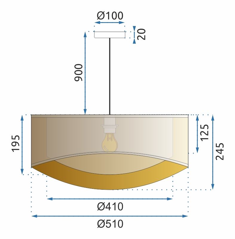Lampada Pensile Beige Gold 50cm APP970-1CP