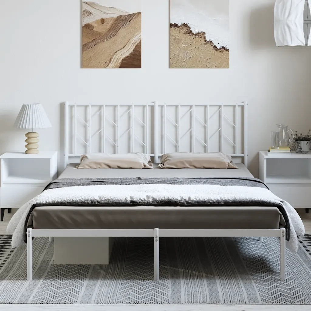Giroletto con Testiera-Struttura Letto con testiera Metallo Bianco 193x203 cm 948680