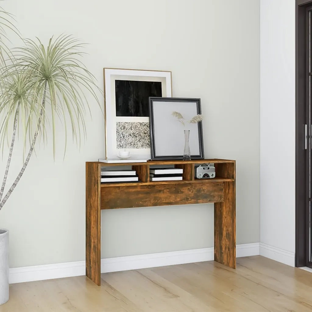 Tavolino Consolle | Tavolo d'Ingresso Rovere Fumo 105x30x80 cm in Legno Multistrato