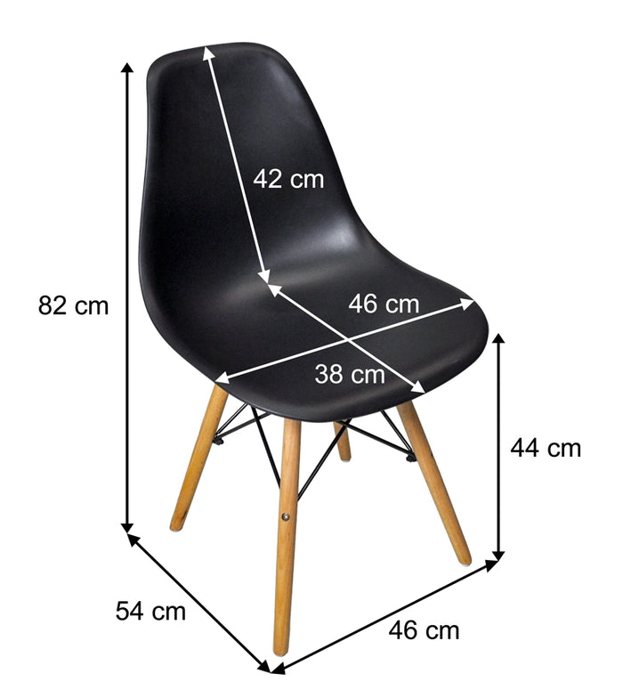 Sedia in plastica nera con gamba, piede in legno (2 pz) - SD10NOPL