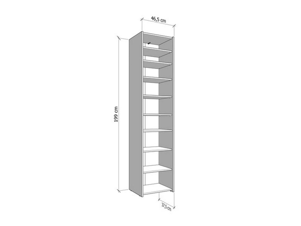 Mobile Portascarpe Scido, Scarpiera 8 Ripiani, 46.5x37.5x199h cm Bianco