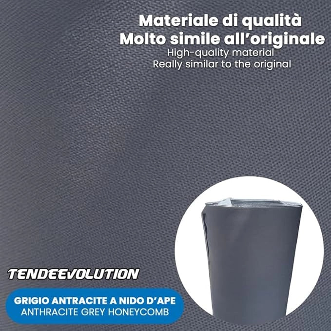 Kit Riparazione Tessuto Cielo Auto - Nido D'ape Grigio Antracite 3 Colle a Pennello - Misura 1,50 x 2 m - Adatto anche per Pannelli Portiere e Pantoni