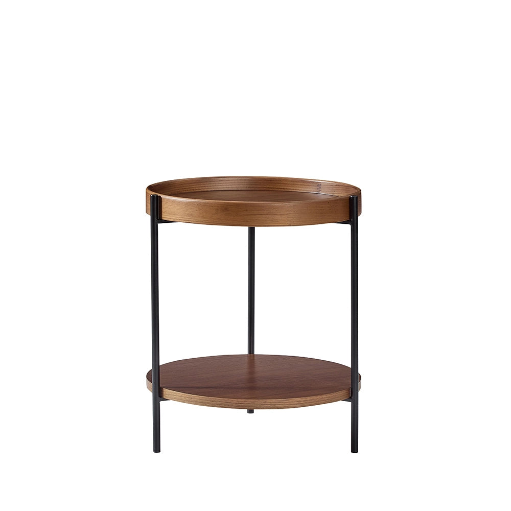 Tavolino moderno a due livelli - Xylo - 44*44*48 - Legno e ferro