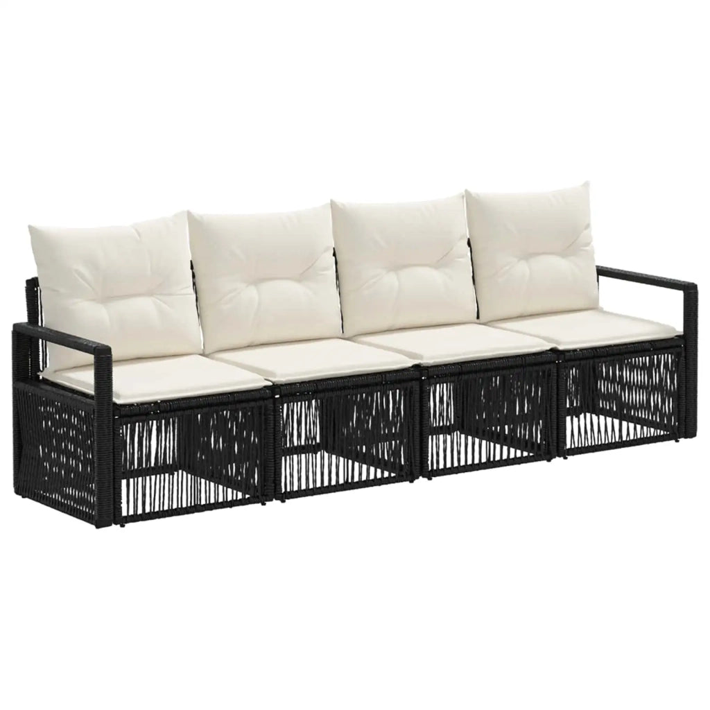Set Divano da Giardino 4 pcs Nero polyrattan 3435634