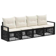 Set Divano da Giardino 4 pcs Nero polyrattan 3435634