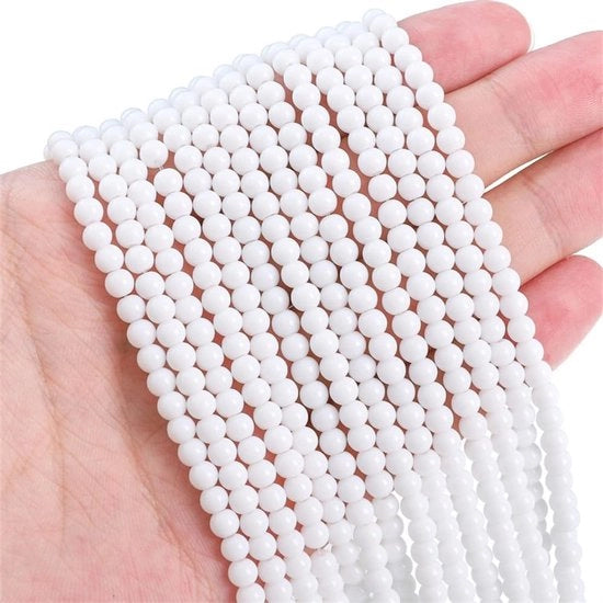 Set di Vetro per Collane - 95 Pezzi - 4 mm - Collane per Fai da Te - Translucido/Bianco/Azzurro chiaro/Verde chiaro