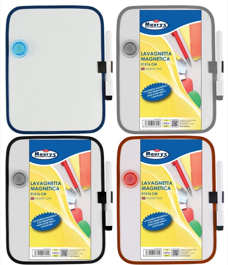 MAURY'S LAVAGNA MAGNETICA APPENDIBILE CON PENNARELLO E CANCELLINO 21X16CM COLORI ASSORTITI