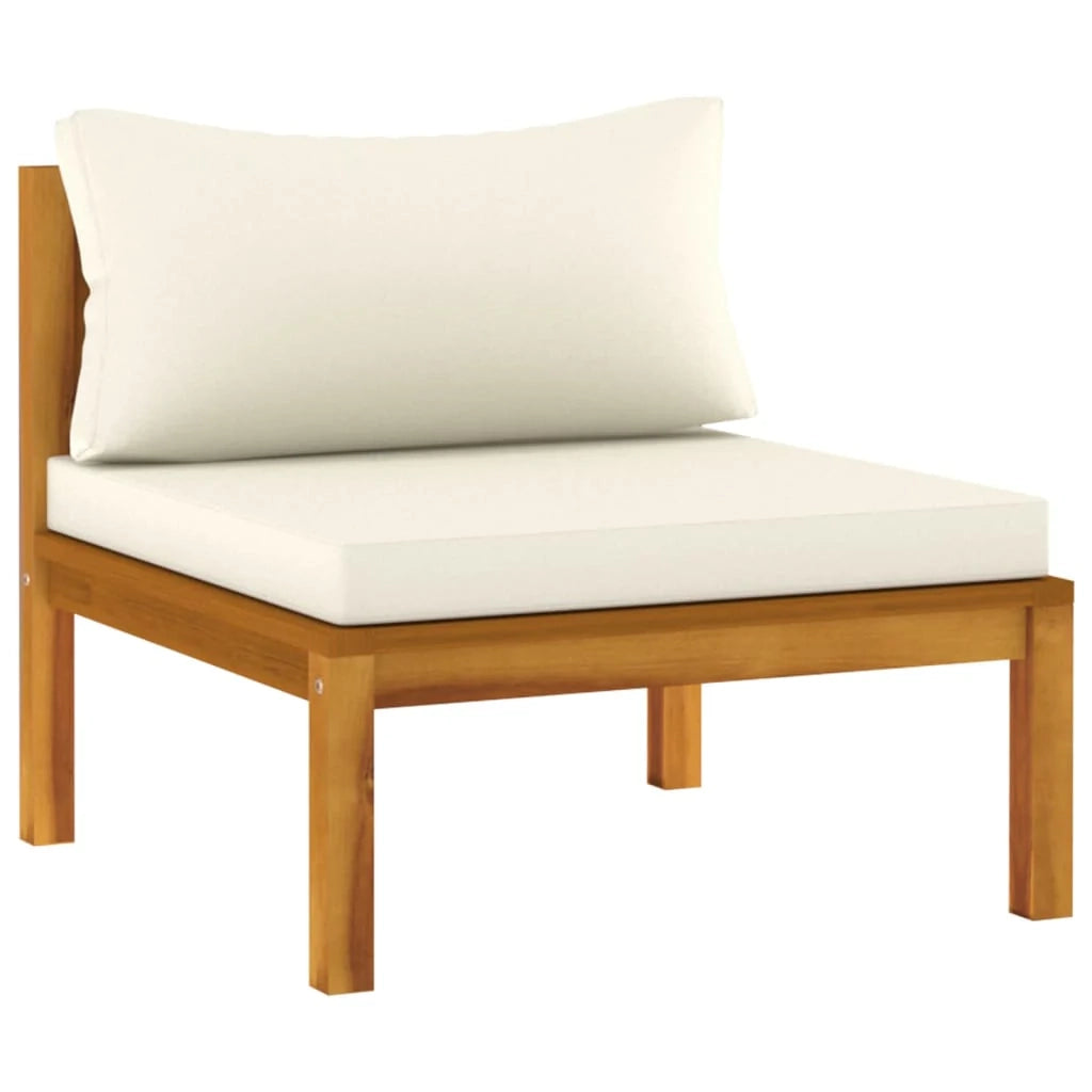 Divano da giardino mobili da esterno 4 posti e cuscino color crema legno massello di acacia 02_0013245