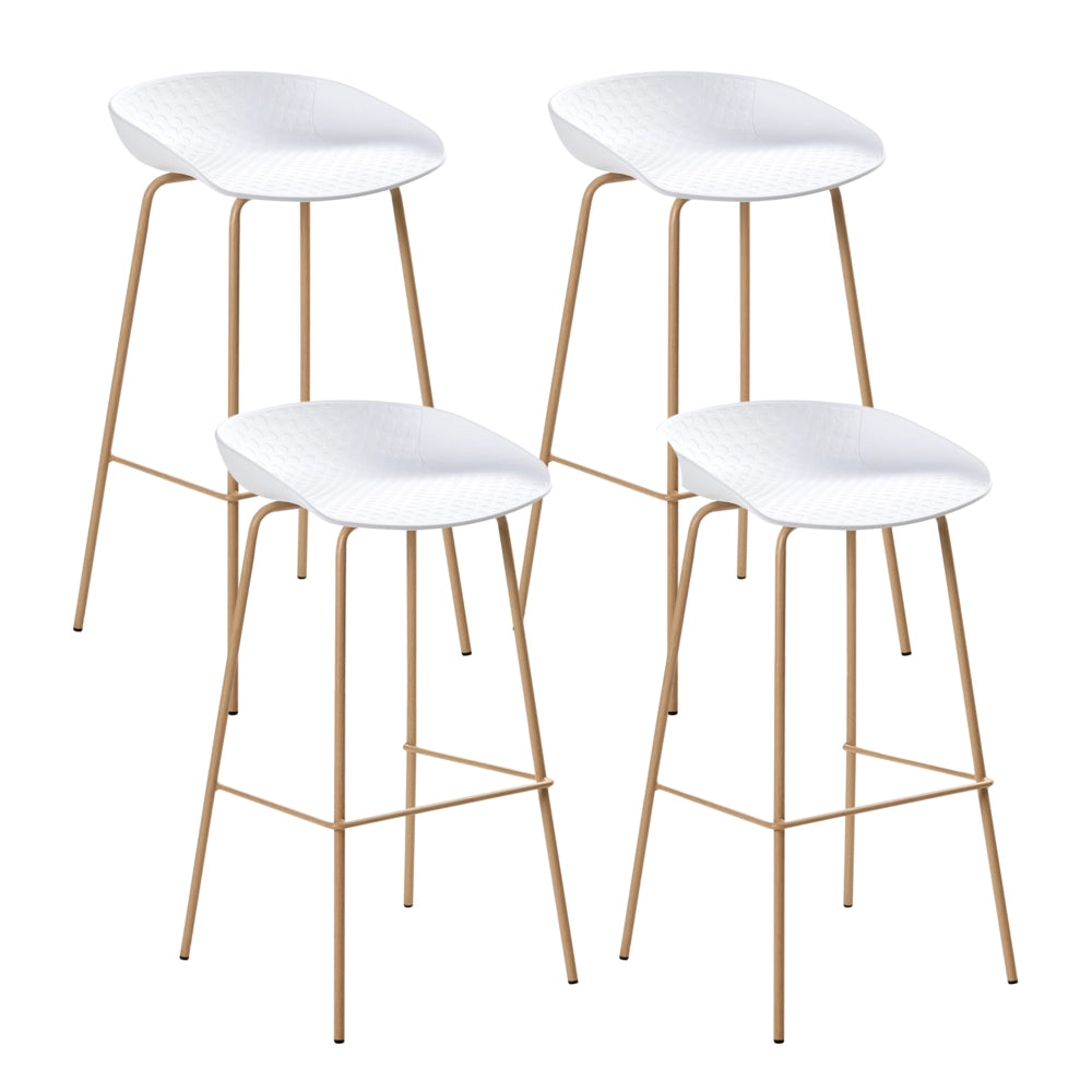 Set di 4 sedie da bar robuste in materiale sintetico e poliestere bianco sala da pranzo