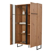 Mobile Espositore Mentana, Vetrina 6 Ripiani, 84.5x35x153.5h cm Marrone Rovere Nodi