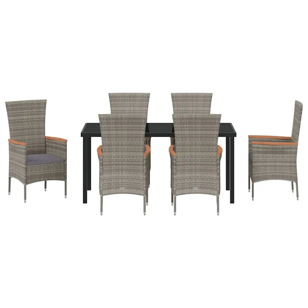 Set da Pranzo per Giardino con cuscino 7 pcs Grigio 3379433