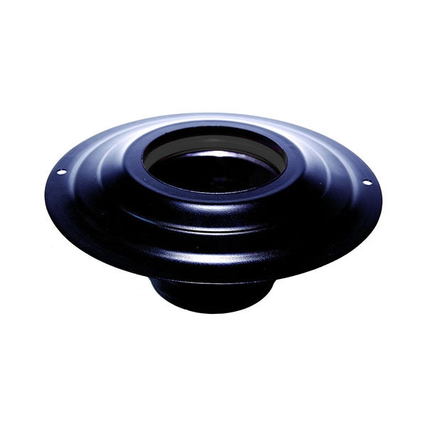 Rosone  con tronchetto DN  100 mm  d. esterno 230 mm. in acciaio inox verniciato nero per stufa a pellet o legna tubo nero  ce Made in Italy