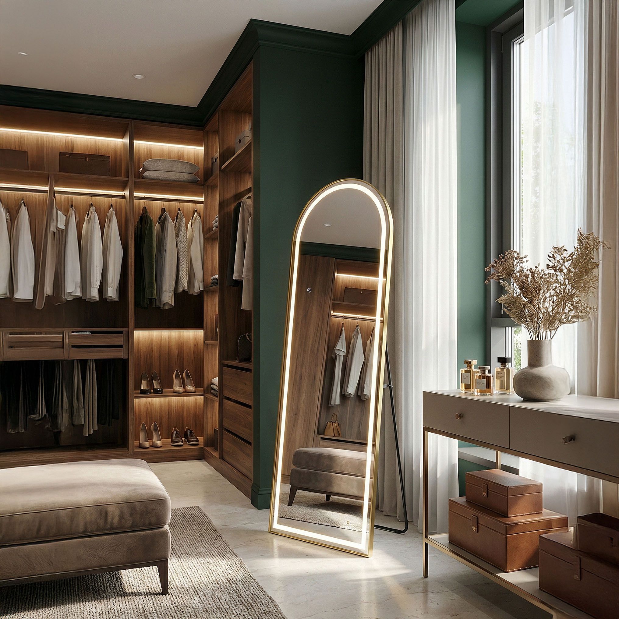 Specchio Led Orbit 60x170cm Brush Gold