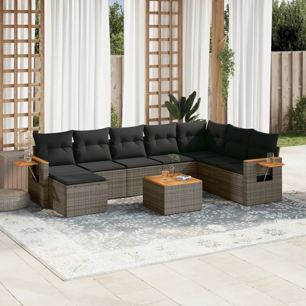 Set Divano da Giardino 9 pz con Cuscini Grigio in Polyrattancod mxl 112323