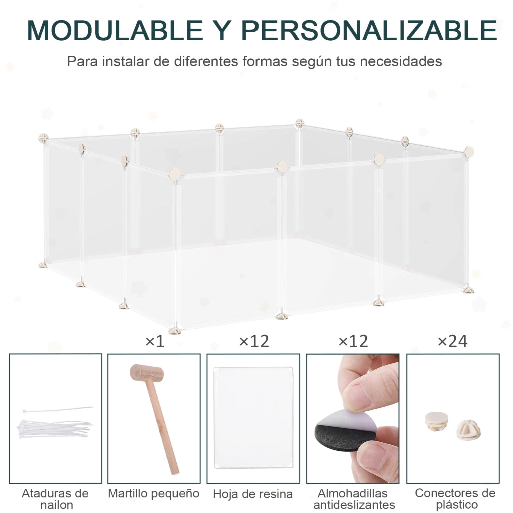 Recinto per Animali Domestici ¨C zephmum ¨C Plastica Trasparente 105x105x45 cm Bianco