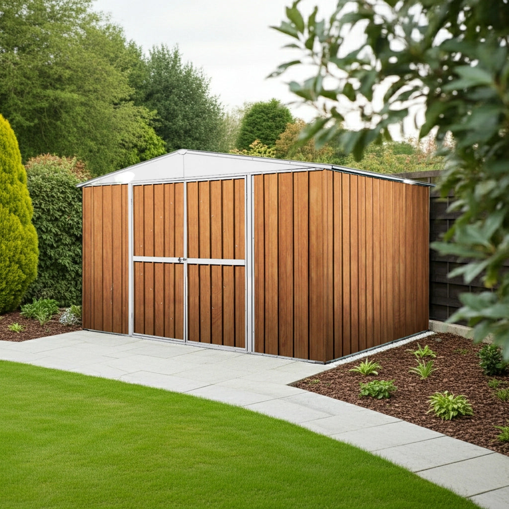 Casetta giardino lamiera Box in Acciaio Zincato 360x345cm x h2.12m - 150KG - 12,42mq - LEGNO