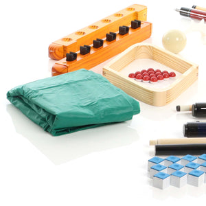 Set di accessori per biliardo 4 stecche triangolo e portastecche a parete