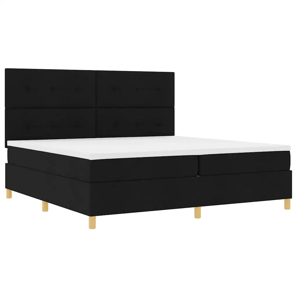 Letto a Sorgente LED con materasso Nero 200 x 200 cm Tessuto 3343126