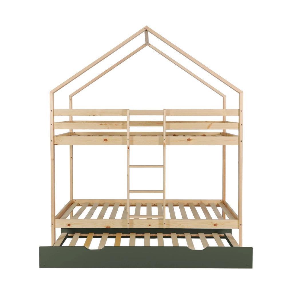 Letto a castello per bambini cabina 190cm pino naturale con cassetto,