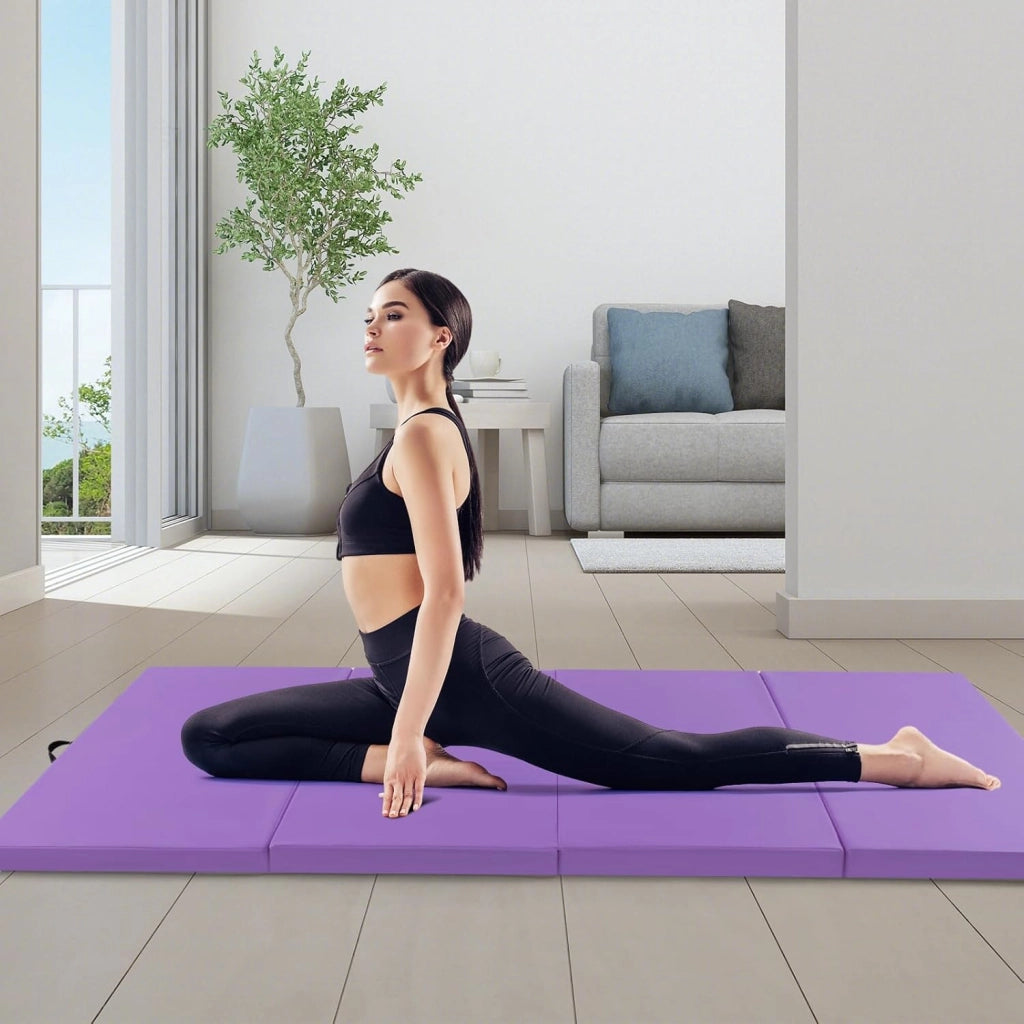 Tappetino Palestra Pieghevole a 4 Pannelli, Tappetino Ginnastica 300 x 117 x 5 CM con Maniglie e Chiusure a Strappo, per Ginnastica, Yoga e Stretching