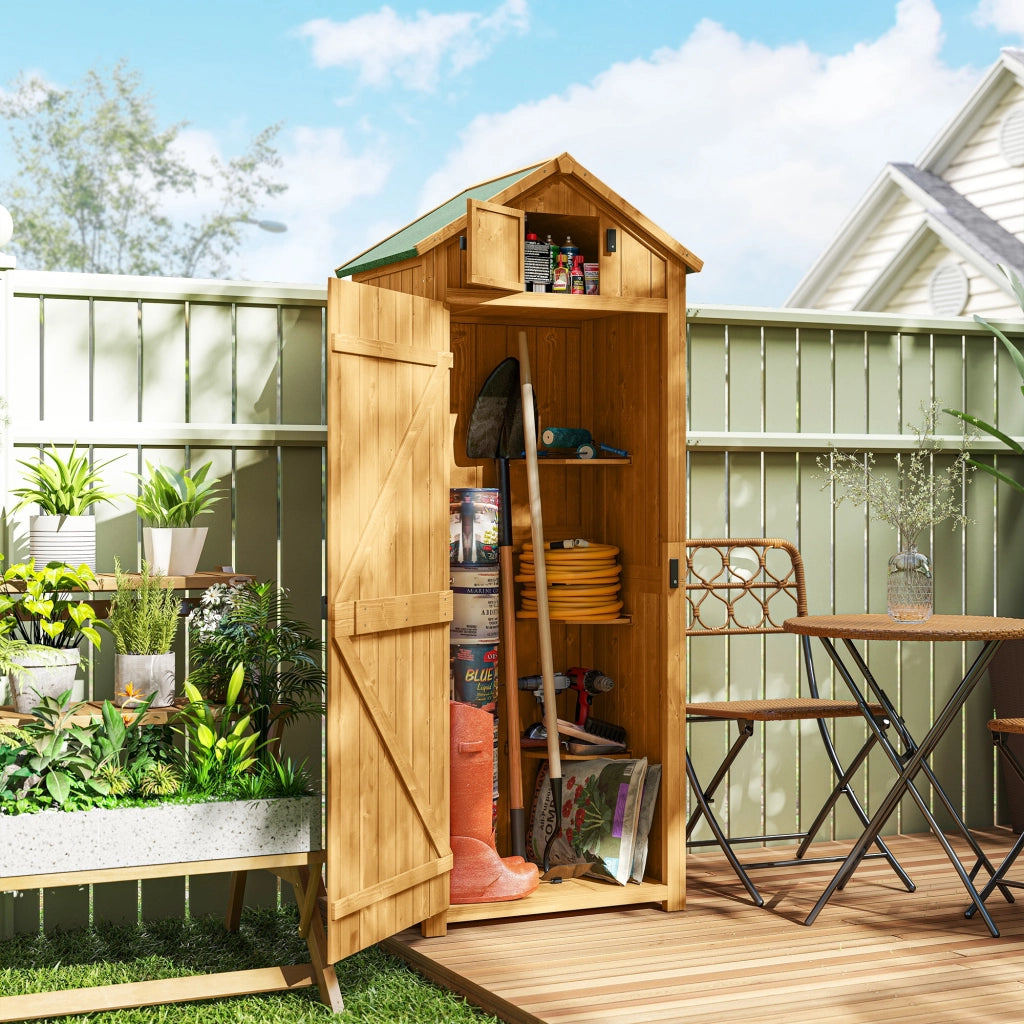 Capanno da Giardino Porta Attrezzi in Legno Impermeabile, 77x54.2x179cm - Giallo