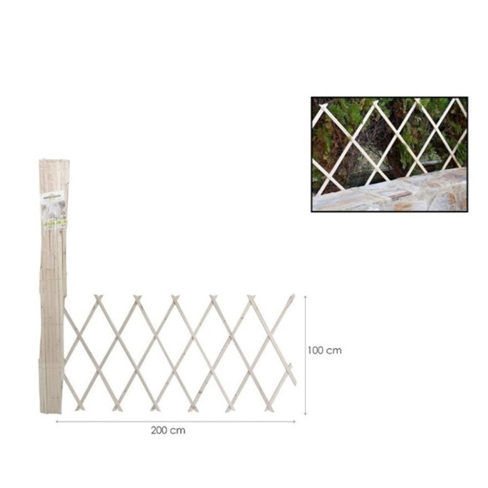 Trade Shop - Traliccio Estensibile In Legno Naturale Chiaro Piante Rampicanti Giardino 200x100cm 222734 -