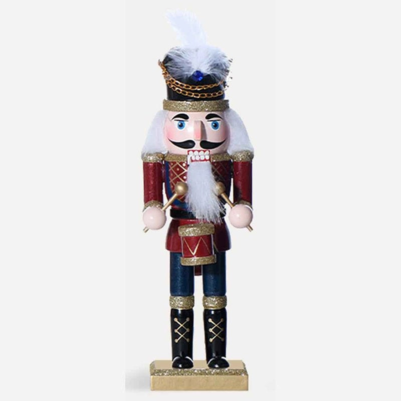 1 Pezzo Schiaccianoci di Natale in Legno Altezza 25cm Serie Rossa e Blu