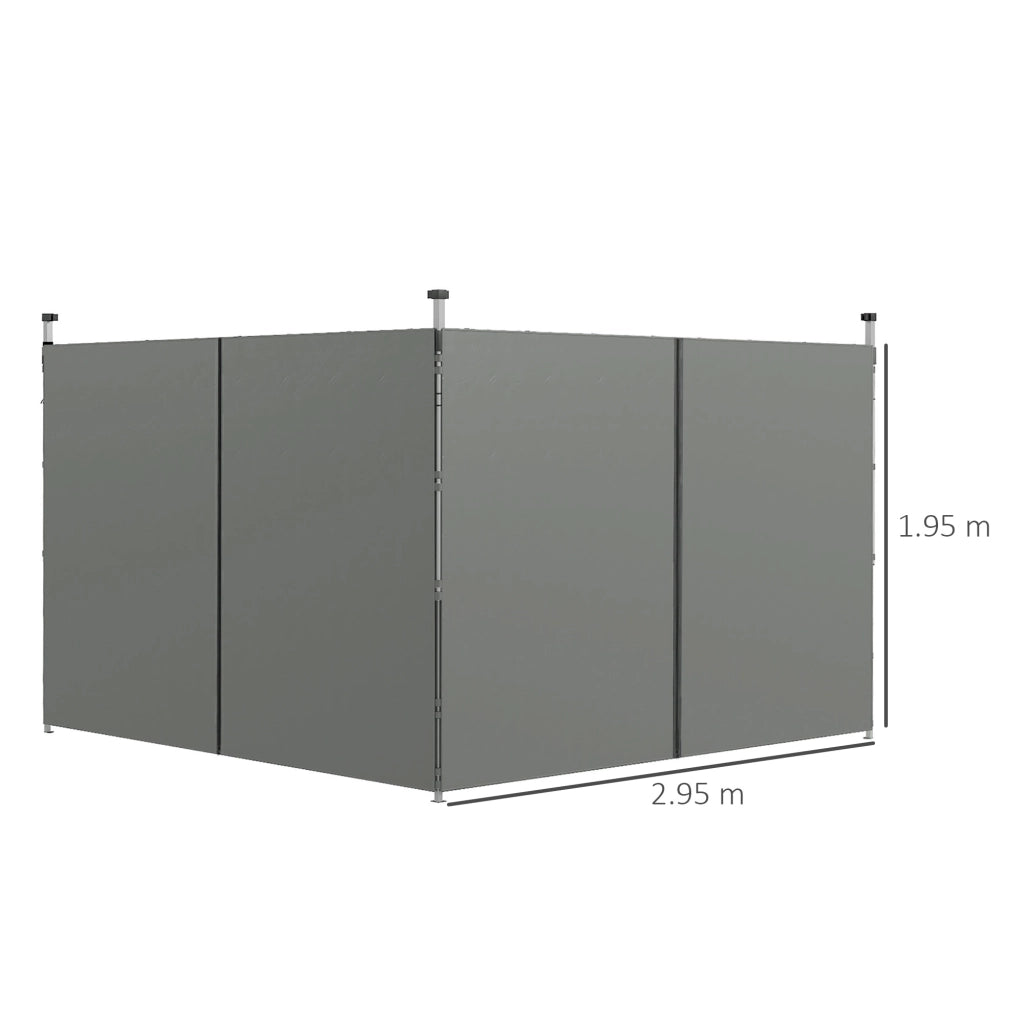 EasyComfort Set 2 Pareti Gazebo 3x3 e 3x6 m in Tessuto Oxford con Porte a Cerniera, 295x195 cm, Grigio Scuro