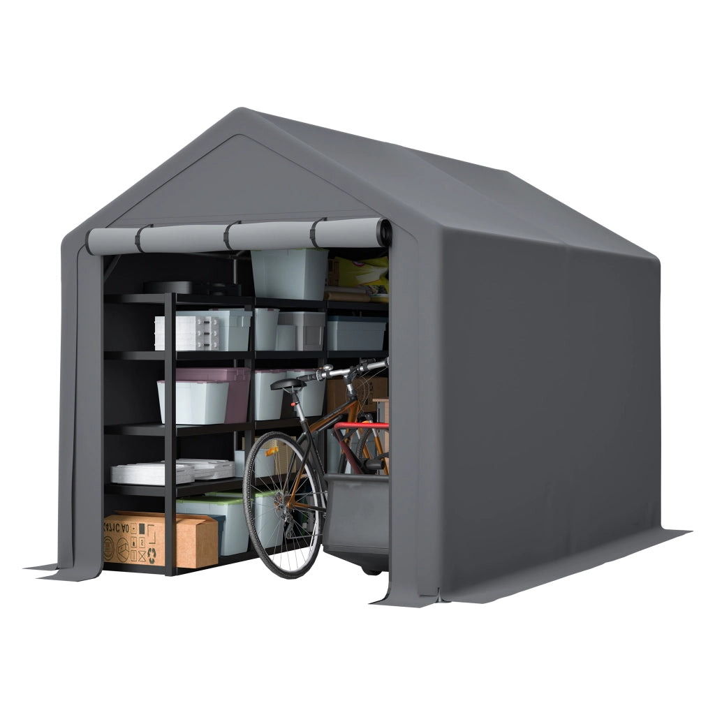 Tenda garage multifunzione grigio scuro per bici, attrezzi e deposito esterno 296x190x200 cm
