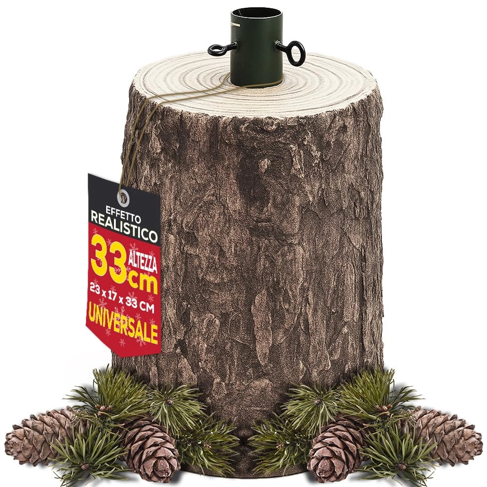 Base Supporto Albero di Natale Tronco Natalizio Attacco Universale Altezza 33 cm