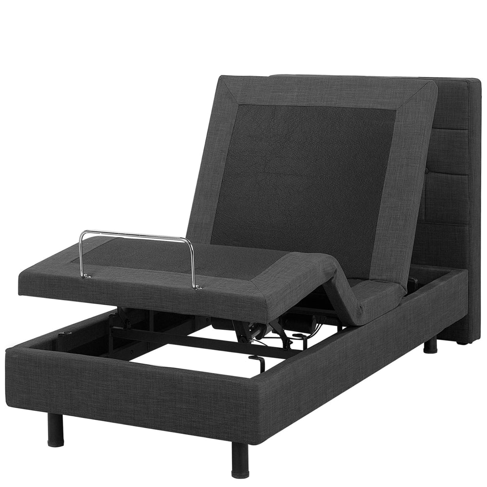 Letto Tessuto Grigio Scuro Elettrico Regolabile con Telecomando 80 x 200 cm