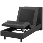 Letto Tessuto Grigio Scuro Elettrico Regolabile con Telecomando 80 x 200 cm