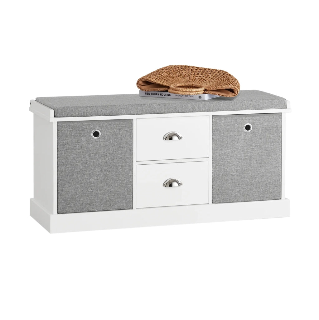 Panca scarpiera Cassapanca da Interno Mobile Bagno con 2 cassetti e 2 cesti L96*P33*A50cm FSR66-HG SoBuy