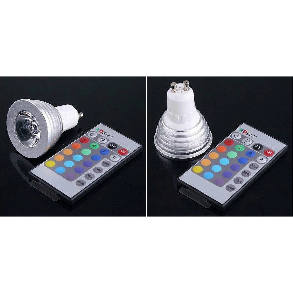Trade Shop - Faro Rgb Lampada Faretto Gu10 Multicolore 3w Led Telecomando Cromoterapia -