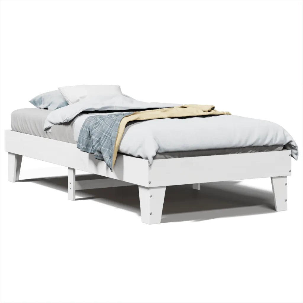 Letto senza Materasso Bianco 75x190 in Legno Massello di Pino 855380
