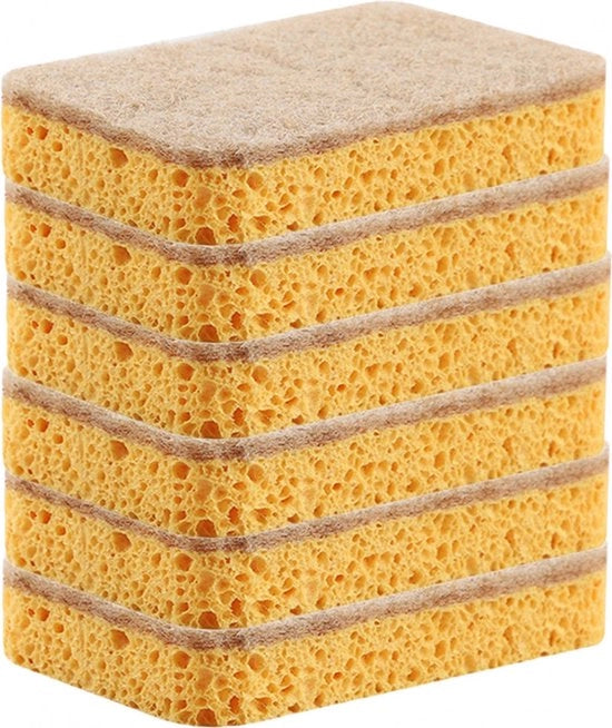 Set di spugne per pulire - 6 pezzi - Spugne naturali per pulire - Spugne biodegradabili - Ecologico - Resistenti ai graffi - Spugne per l'acqua - Spugne per la pulizia - Spugne riciclate - Spugne a base di fibra di sisal