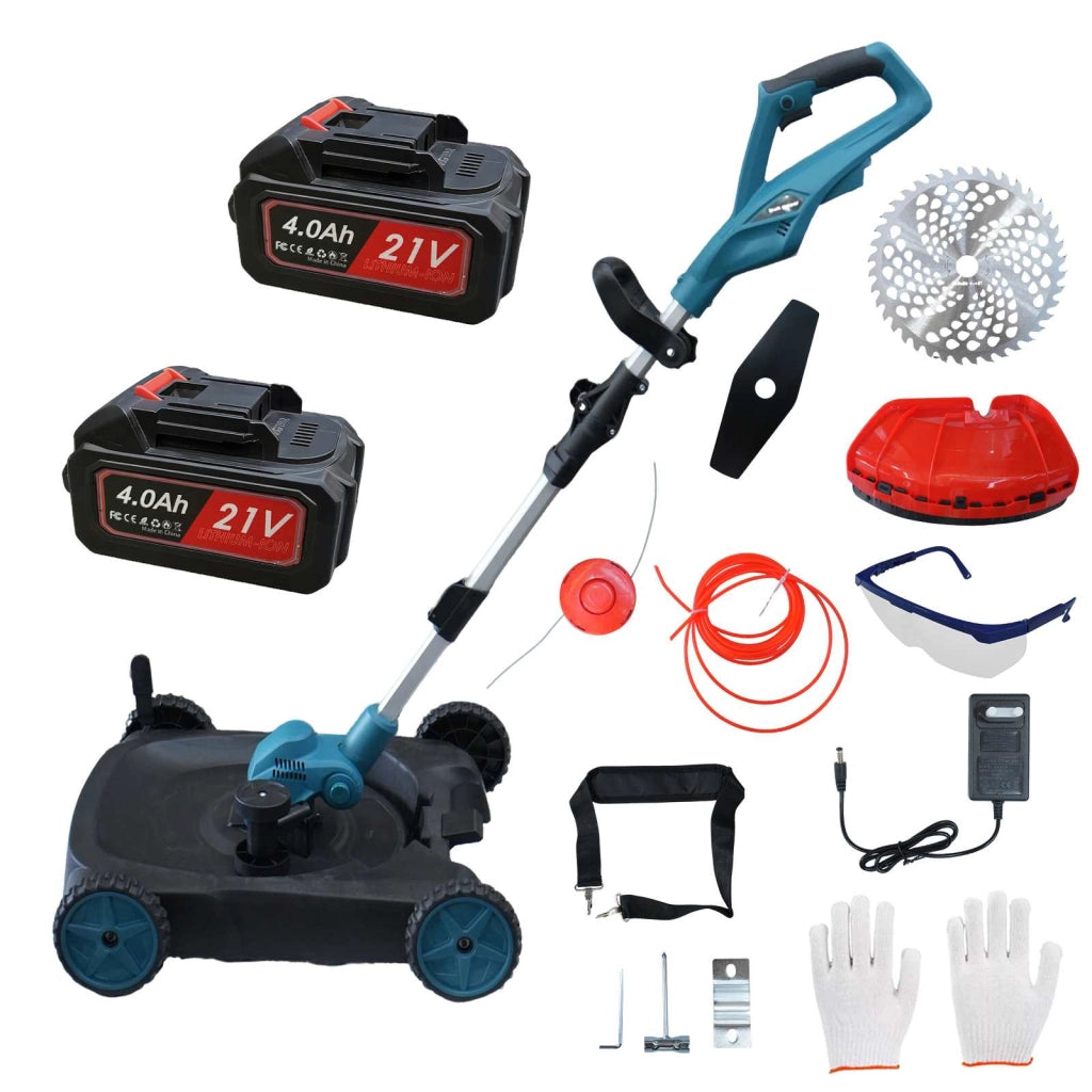 Tosaerba elettrico, tosaerba 3 in 1, tosaerba senza fili, 600 W, due batterie da 21 V 4,0 Ah