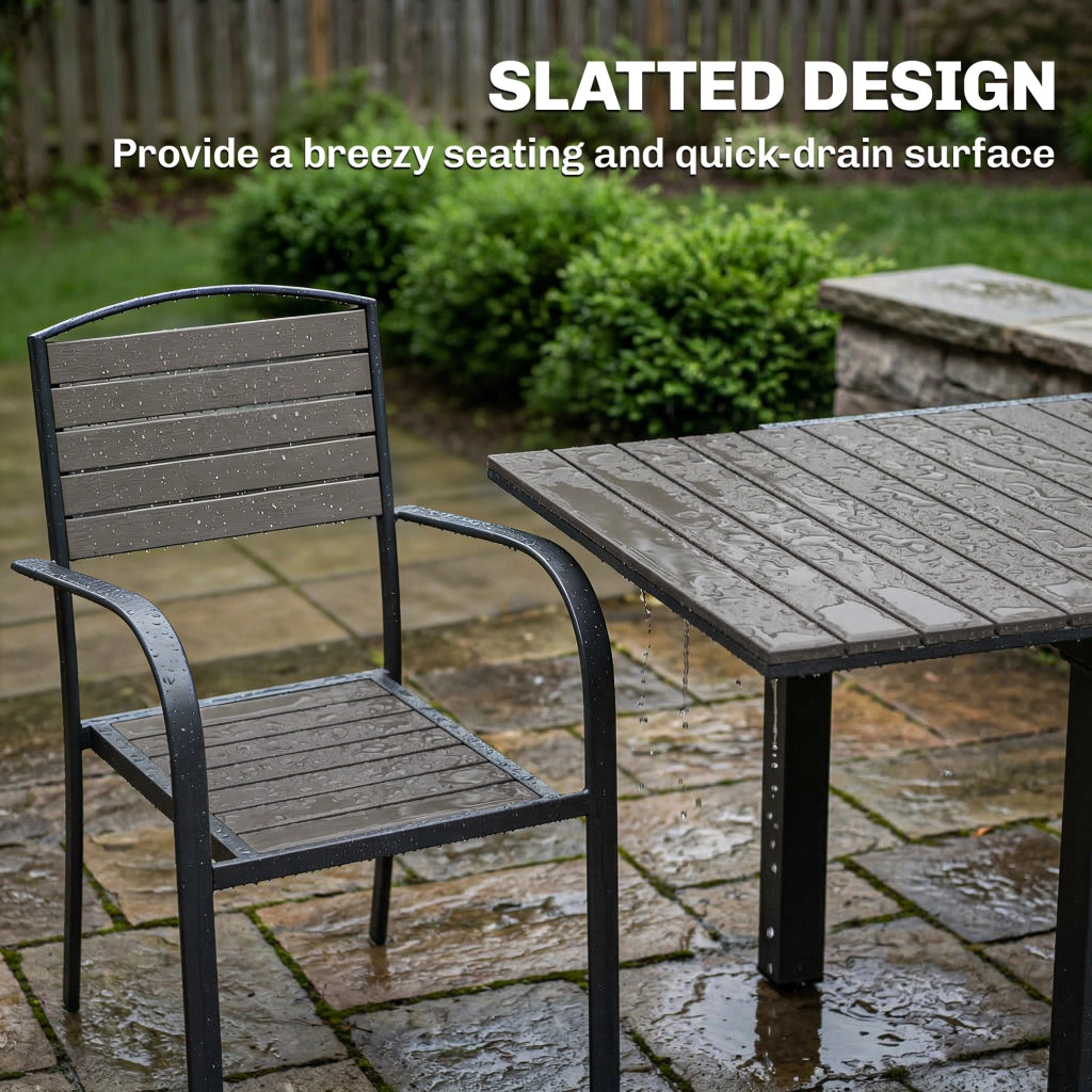 Set di sedute per mobili da giardino Tavolo estese in 7 pezzi con 6 sedie Struttura in alluminio stile a listelle
