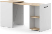 Scrivania Adam, Greige/rovere artigianale, 60 x 50.4 cm Estensibile, con superficie aperta per riporre materiale da scrittura