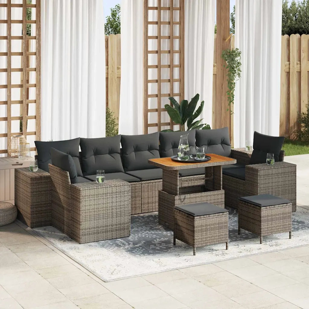 Set Divano da Giardino con cuscino con cuscino 10 pcs Grigio 3363943