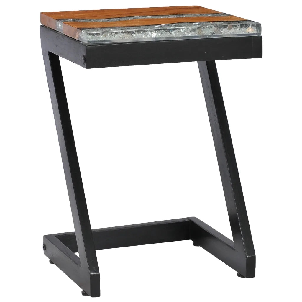 Tavolino Salotto 30x30x50 cm Legno Massello Teak e Poliresina 281649