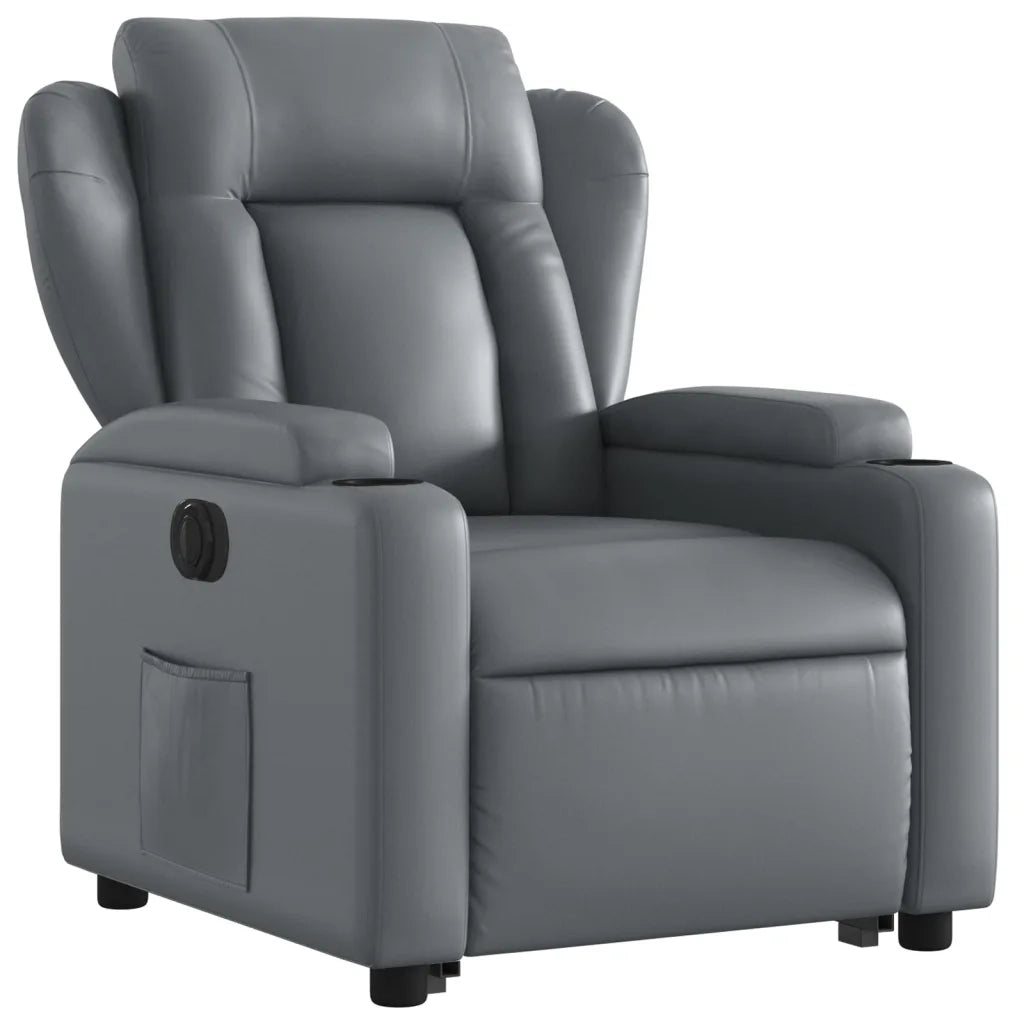 Poltrona Alzapersona Reclinabile Grigio in Similpelle 3204561