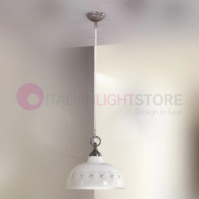 MASSERIA Sospensione D. 30 in Ceramica e Ottone Rustico Country