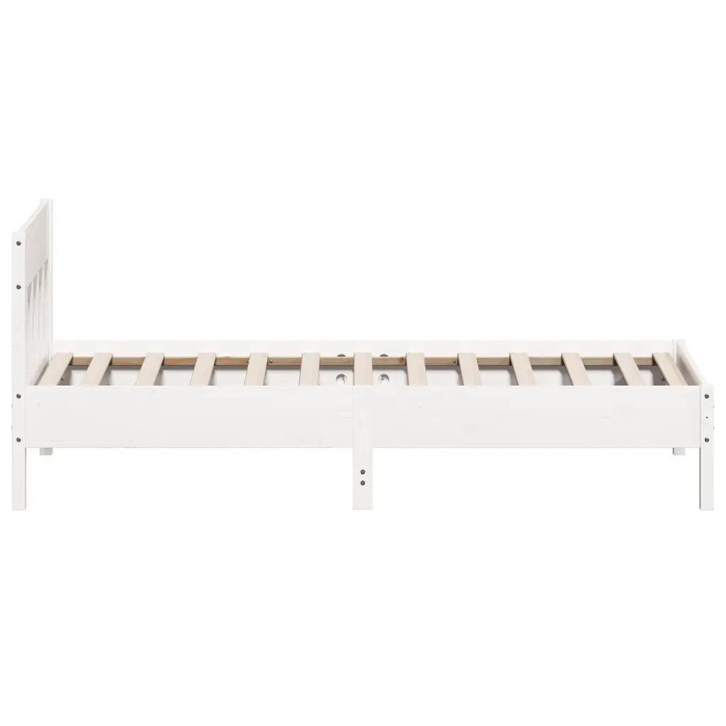 Letto singolo | Letto per adulti | Letto senza Materasso Bianco 90x190 cm in Legno Massello Pino