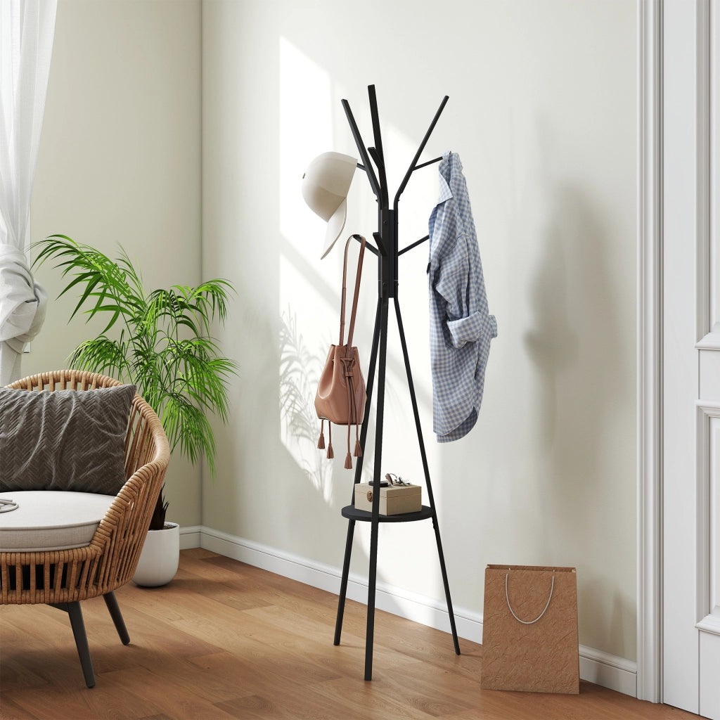 EasyComfort Appendiabiti da Terra Verticale Moderno per Ingresso, 45x45x180cm, Nero