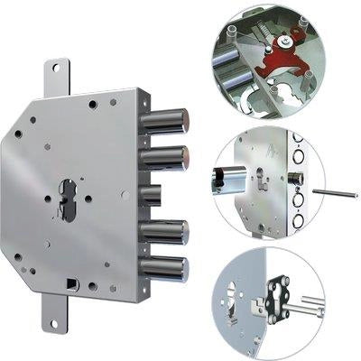 SERRATURA METALLO APPLICARE 2155 PEN BLOC/FL CR  F.SAGOM M2 TRIPL+SCR IP.MM 28 E.MM 60 DX