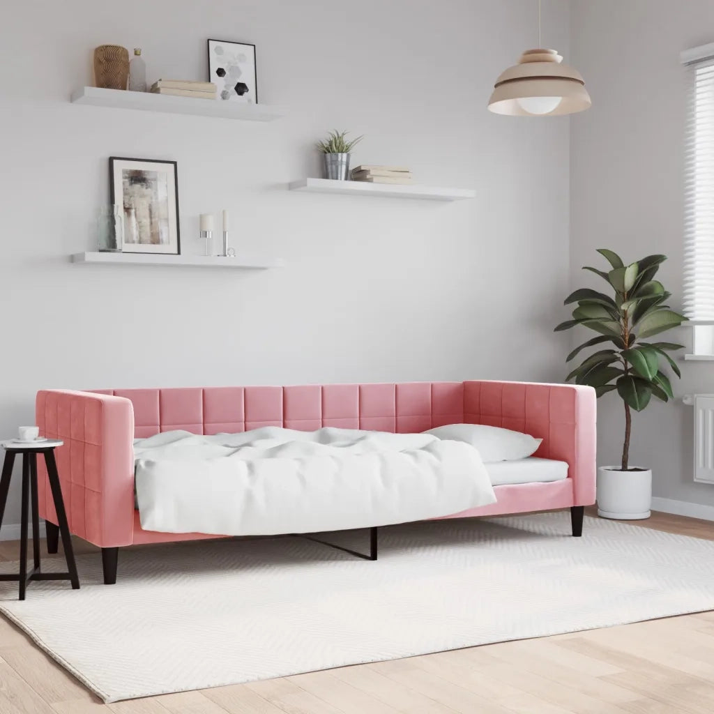 Letto singolo | Letto per adulti | Letto da Giorno Rosa 80x200 cm in Velluto