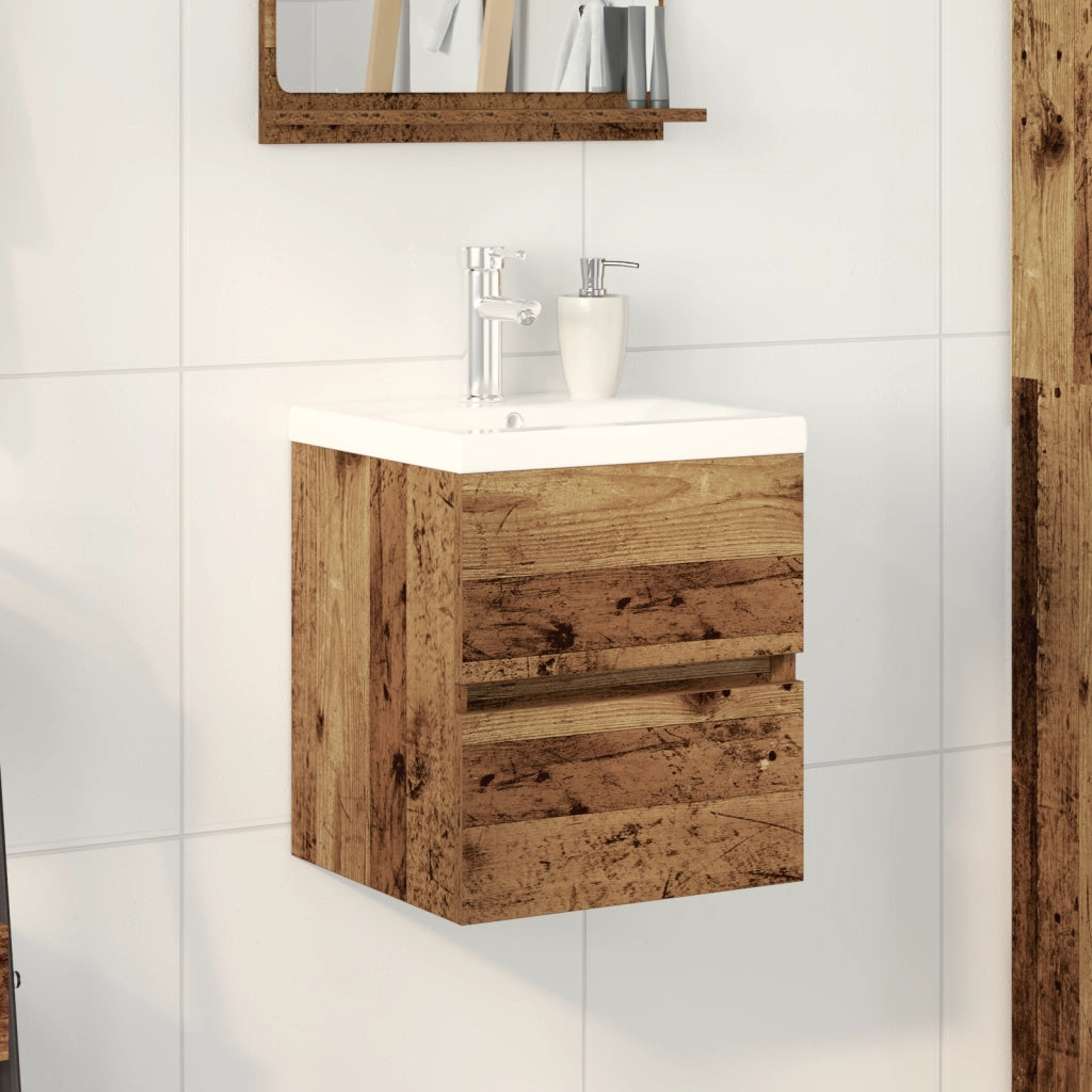 Mobile con Lavabo Integrato in Rovere Nero in Legno Compatto